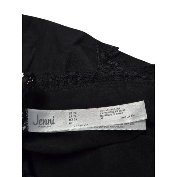 Jenni Womens 2X Black Cotton Lace Trim Hipster Panties Underwear Set Of 2 - Picture 6 of 7